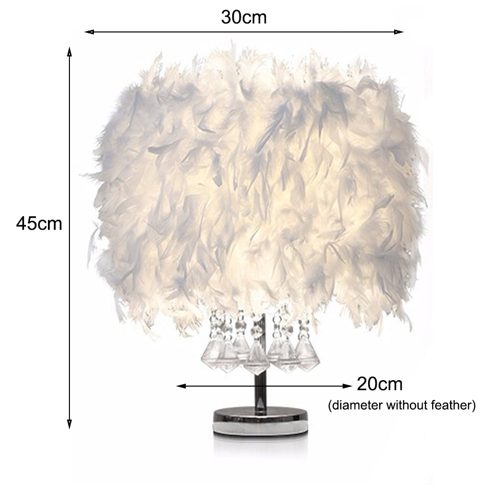 New Modern Feather Bedside Table Lamp with Crystal Strings