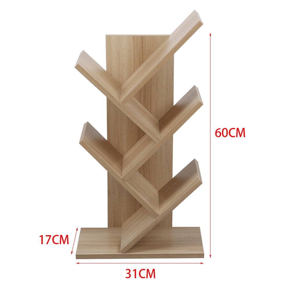 New Rustic Standing Tree Bookshelf Wood Display Rack Black