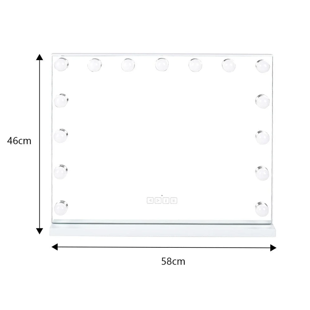 Hollywood 15 Bulbs LED Vanity Mirror with Bluetooth and USB Port