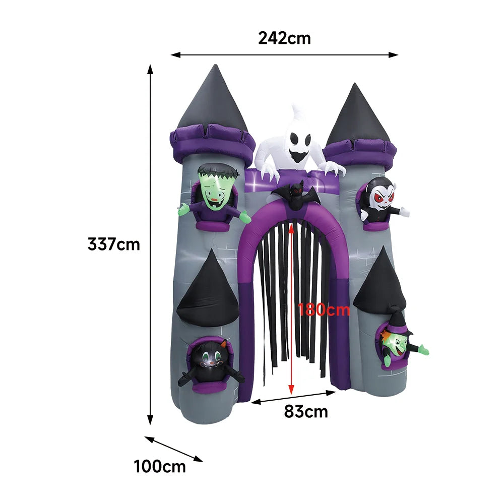 New Halloween Lighted Haunted Castle Arch Inflatable