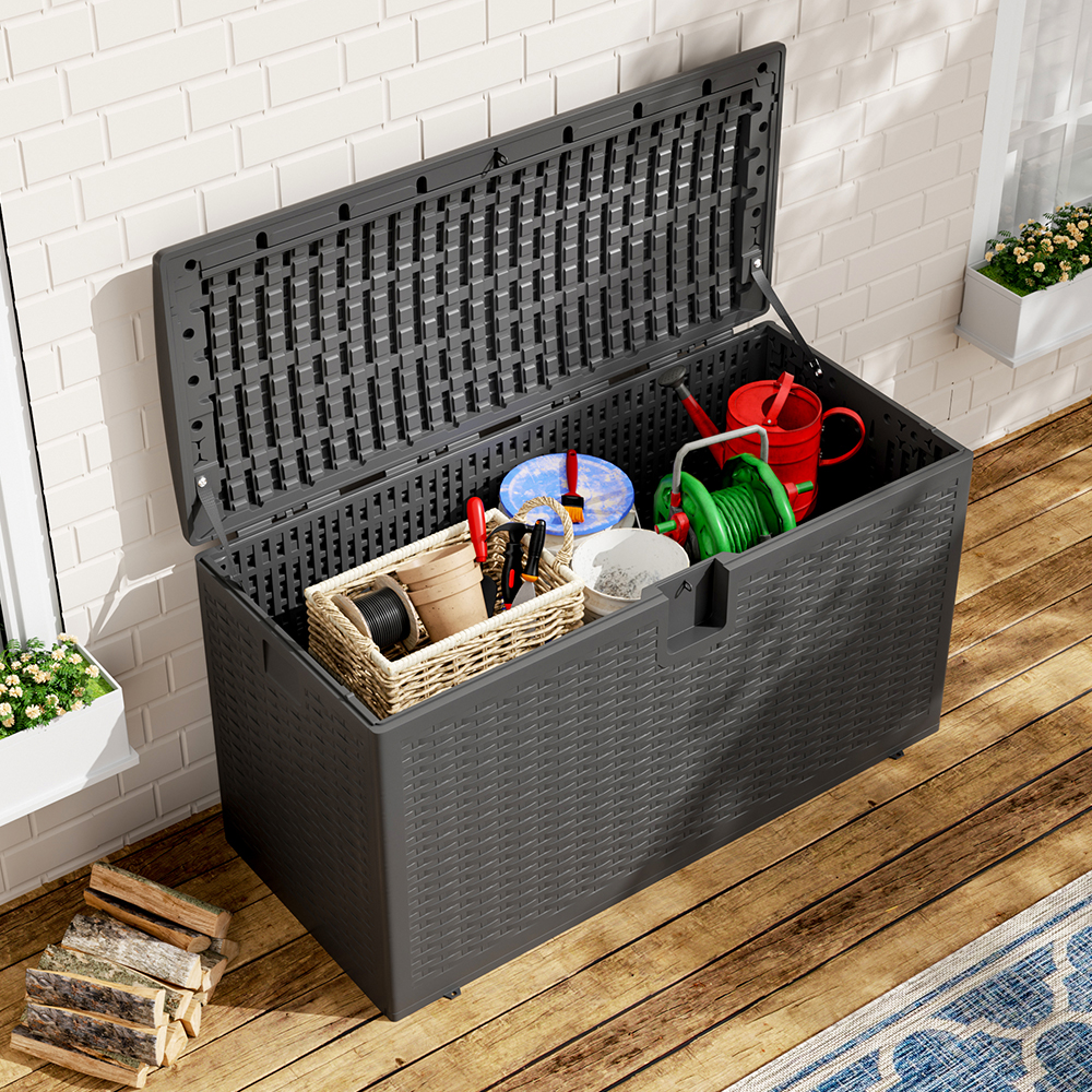 New 99 Gallon Rattan Outdoor Deck Box