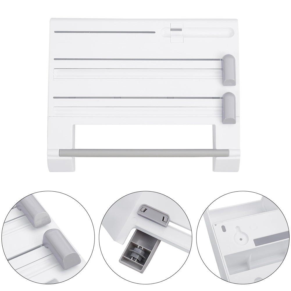 New 6 In 1 Wall Mounted Plastic Wrap and Foil Dispenser with Cutter