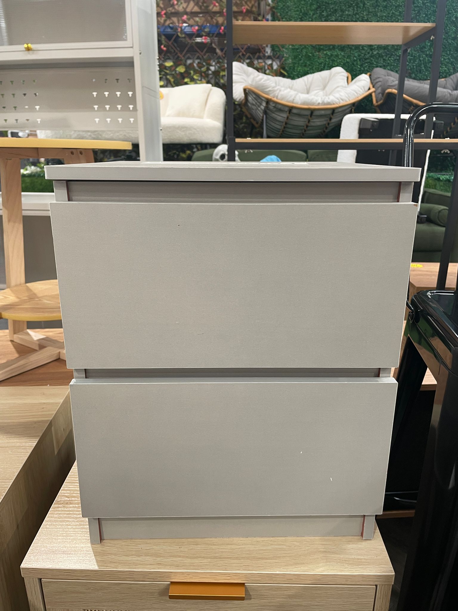 Bedside Table with 2 Drawers Grey