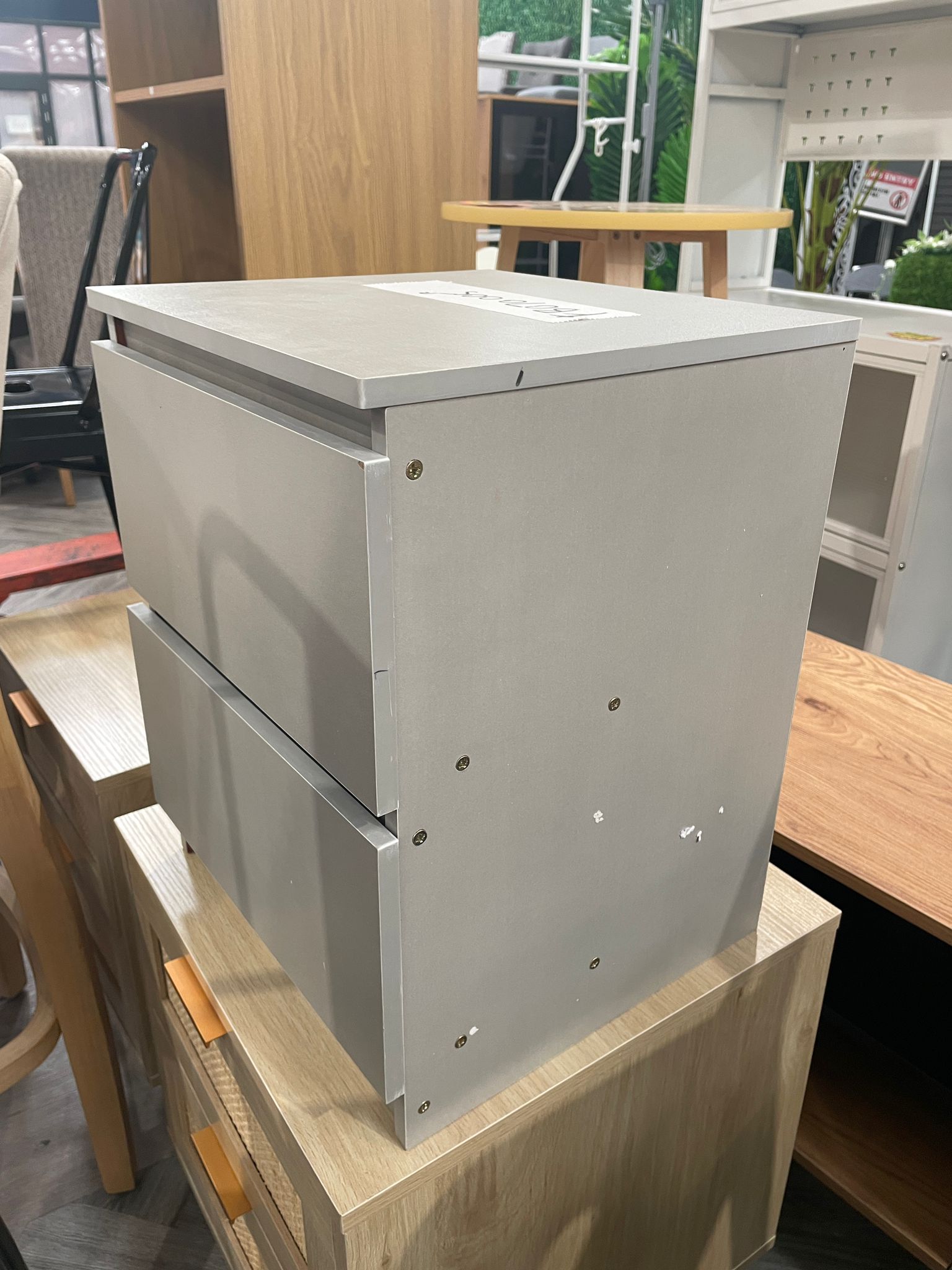 Bedside Table with 2 Drawers Grey
