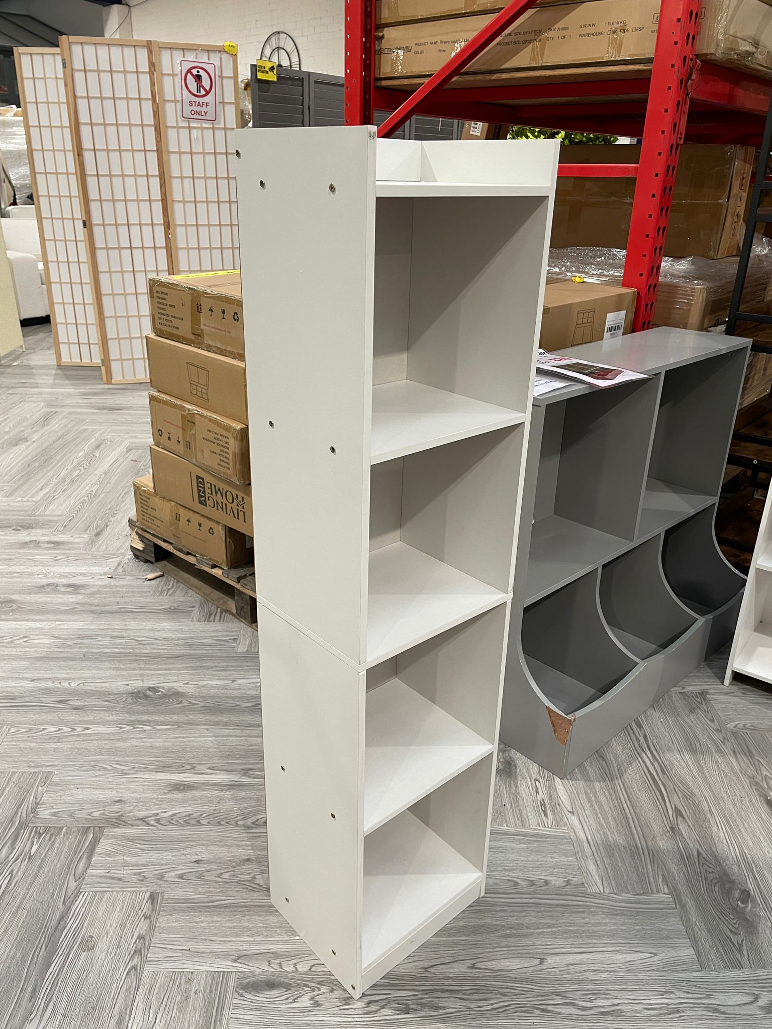 Wooden Tall Cabinet with 4 Tier White