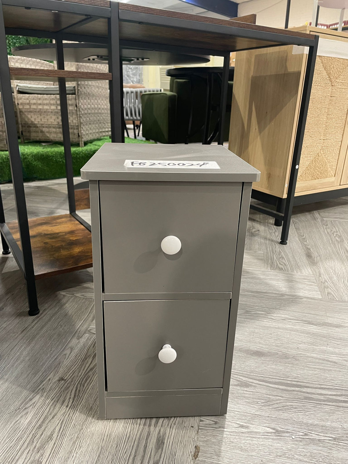 2 Drawer Wooden Nightstand Bedside Table Grey