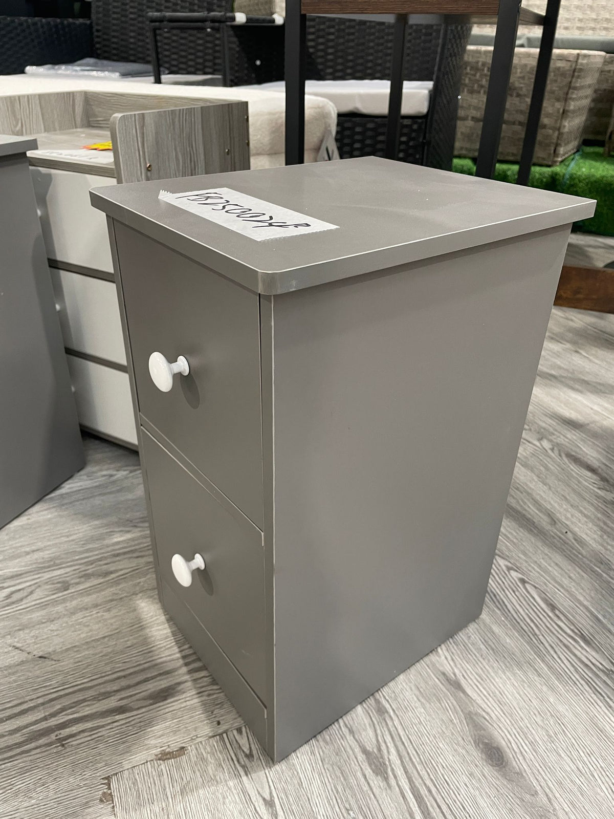 2 Drawer Wooden Nightstand Bedside Table Grey