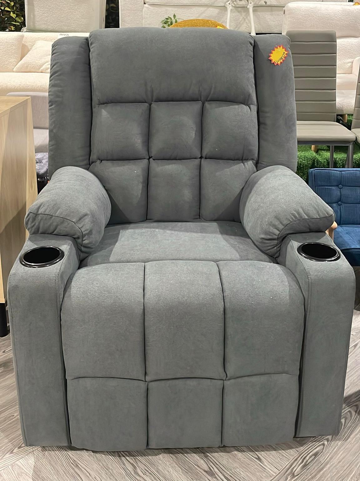 Single Sofa Recliner Armchair with Cup Holder Grey