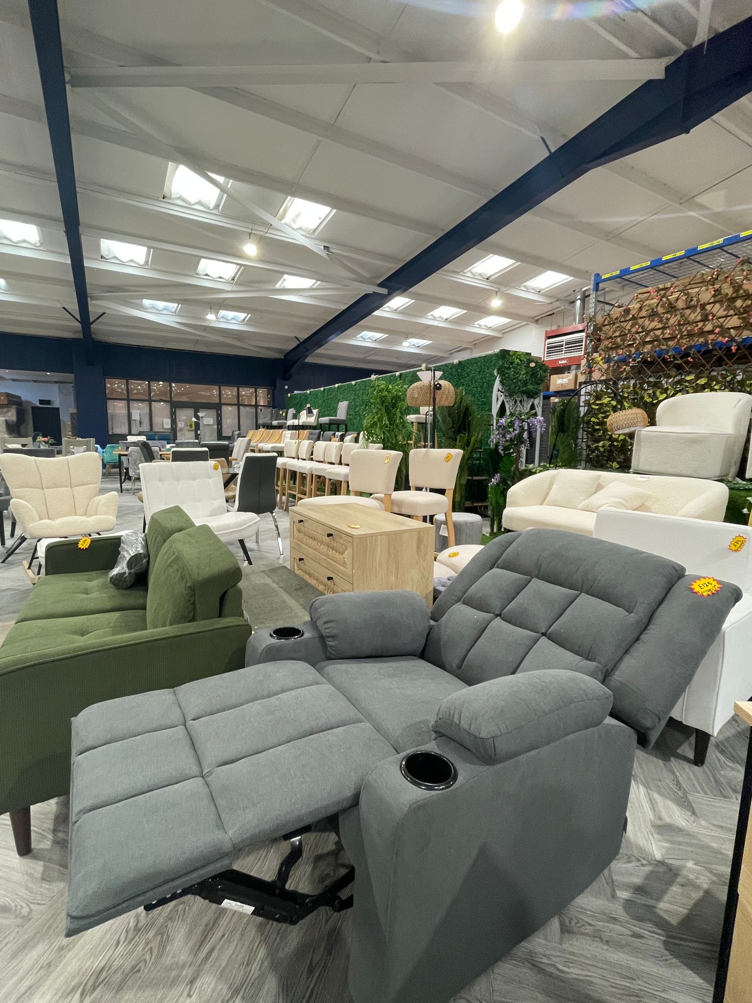 Single Sofa Recliner Armchair with Cup Holder Grey