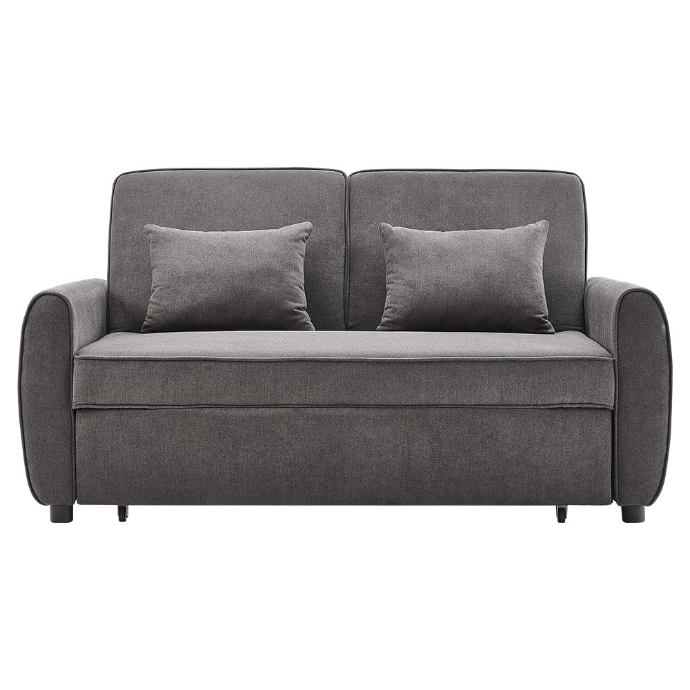 New 2 Seater Convertible Sofa Bed with 2 Pillows Grey
