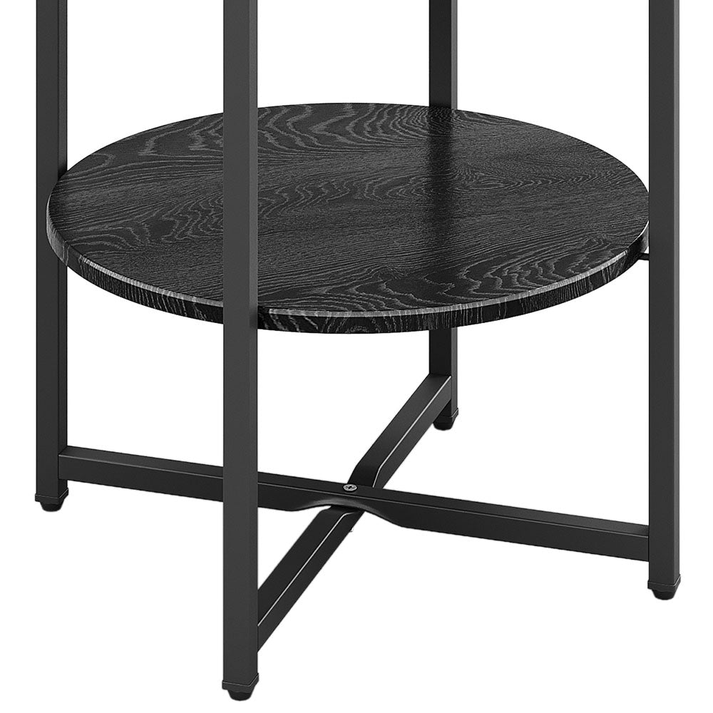 New Small 2 Tier Round Coffee Table Side Table Black