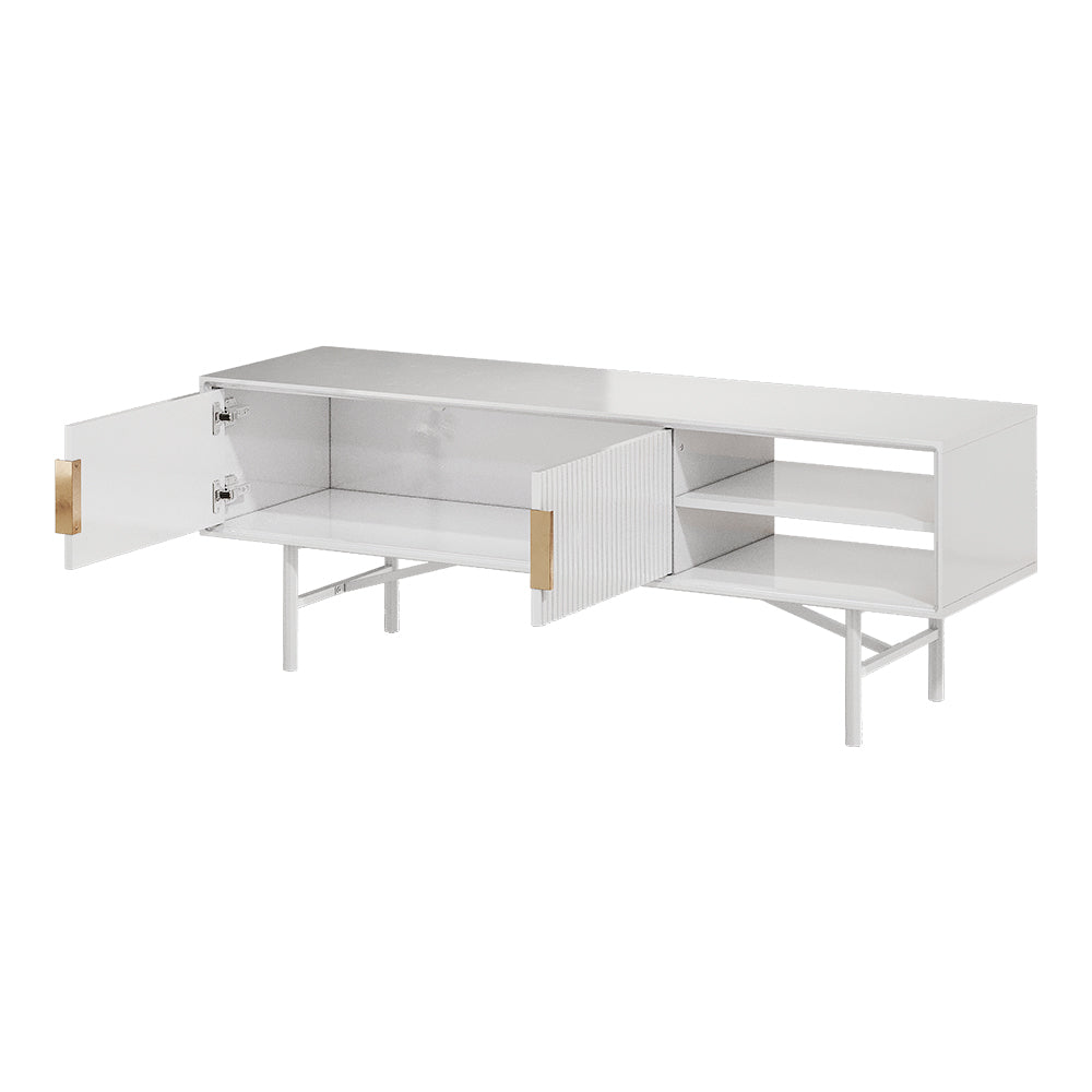 New White Wavy Grain Striped Wooden TV Stand