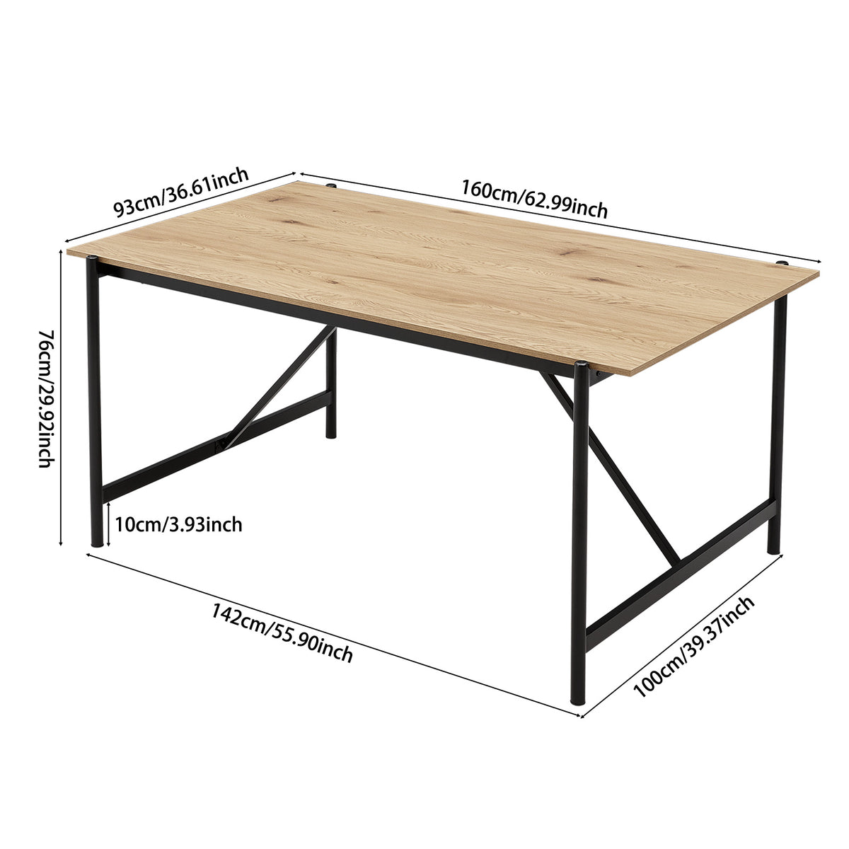 New Black Woven Wicker Wooden Dining Table