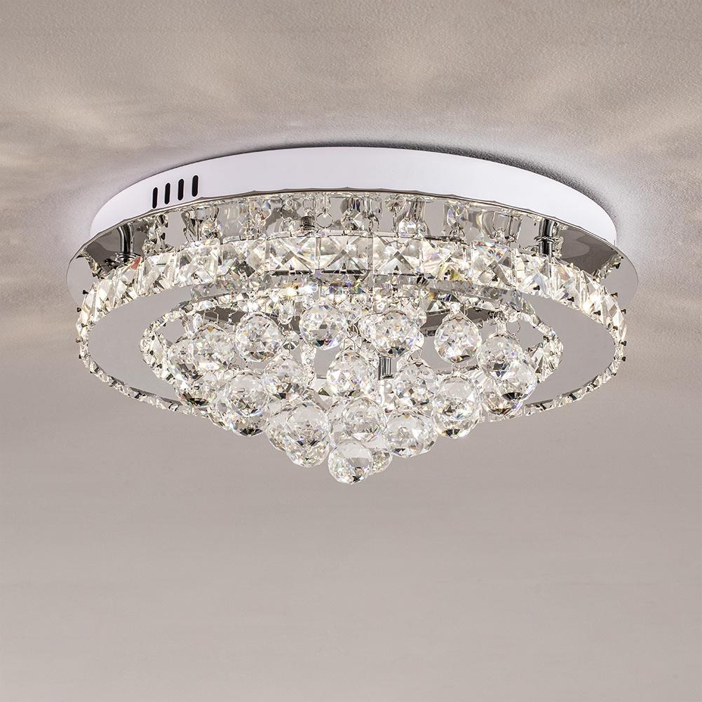 Round 40cm Dia Dimmable Crystal-droplets LED Semi Flush Mount Ceiling Light
