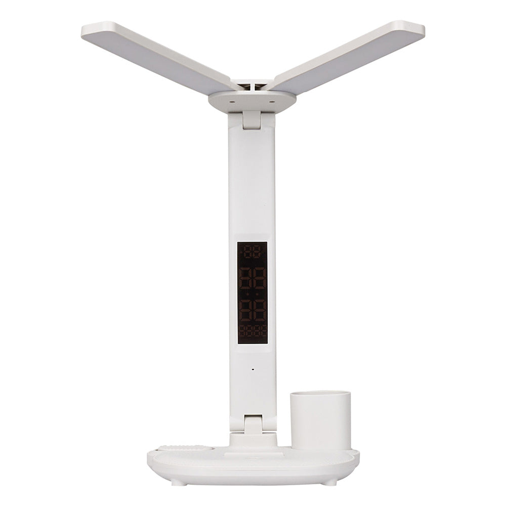 New Adjustable Foldable Dual Head LED Desk Lamp White