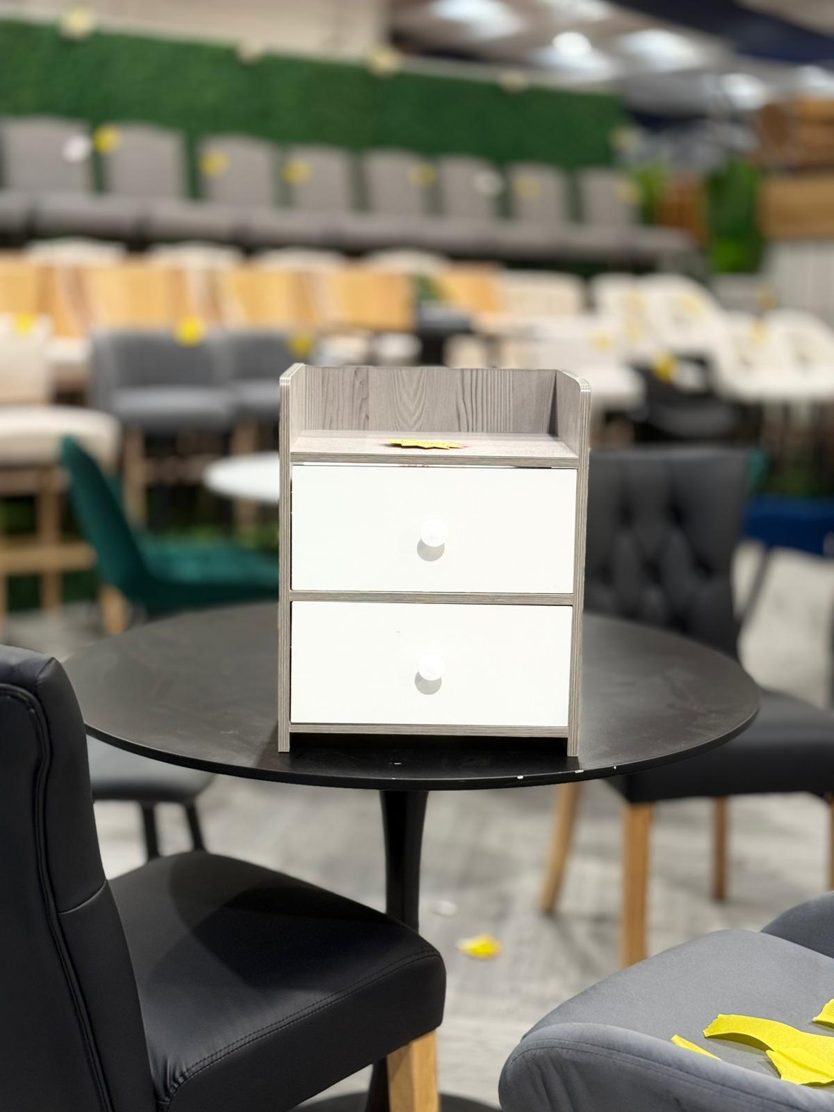 Modern 2 Drawers Bedside Table Nightstand Grey and White
