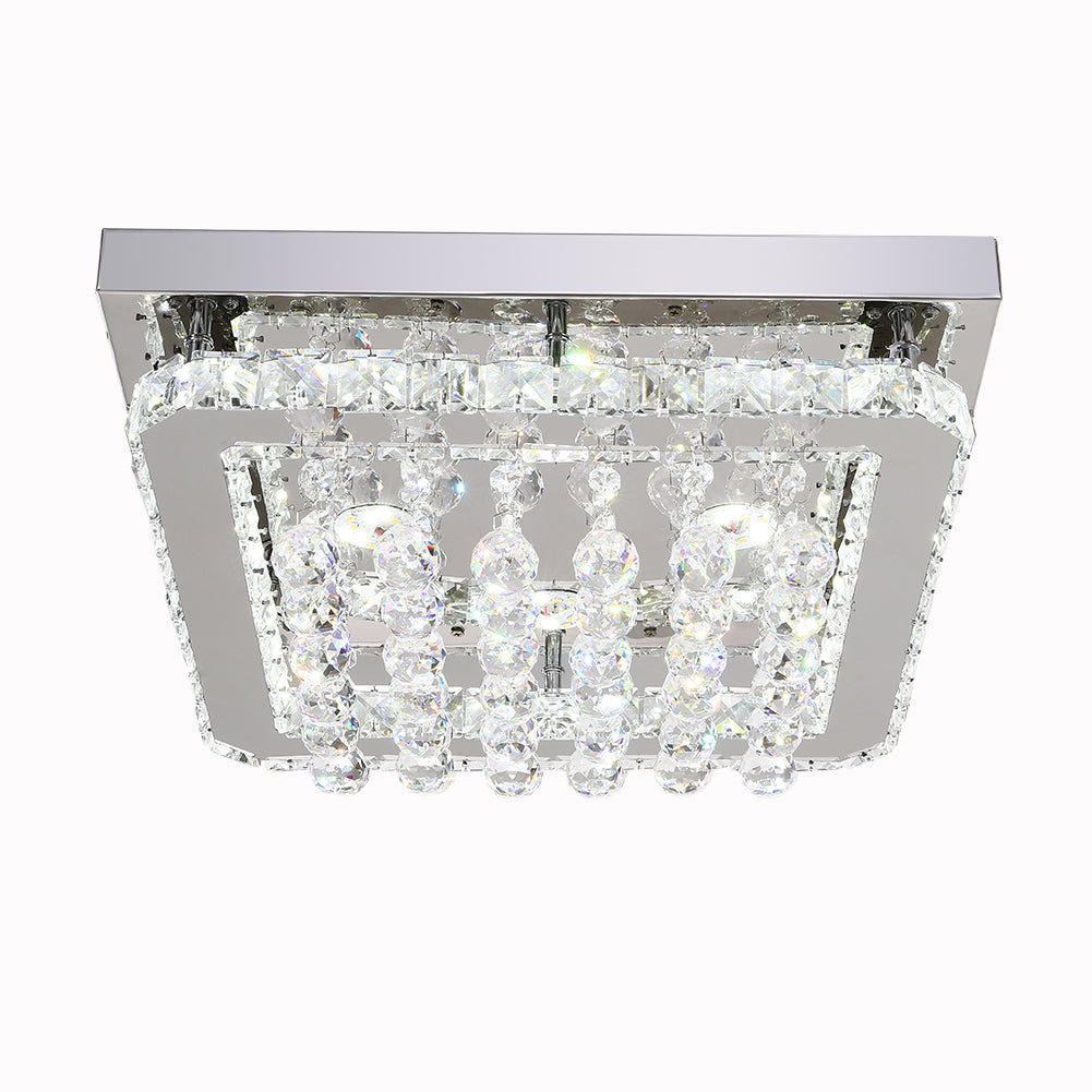 Square 40cm Non-Dimmable Crystal LED Flush Mount Ceiling Light