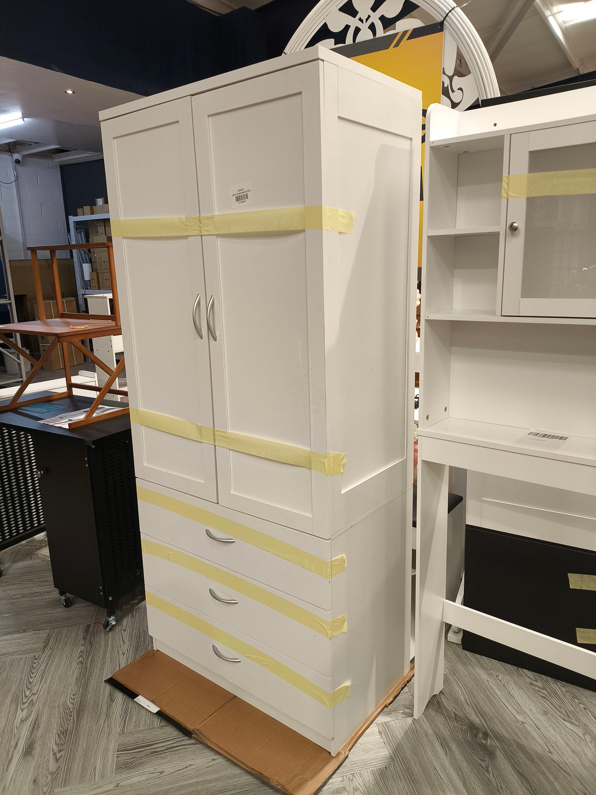 2-Door Wardrobe with 3 Drawers & Hanging Rail
