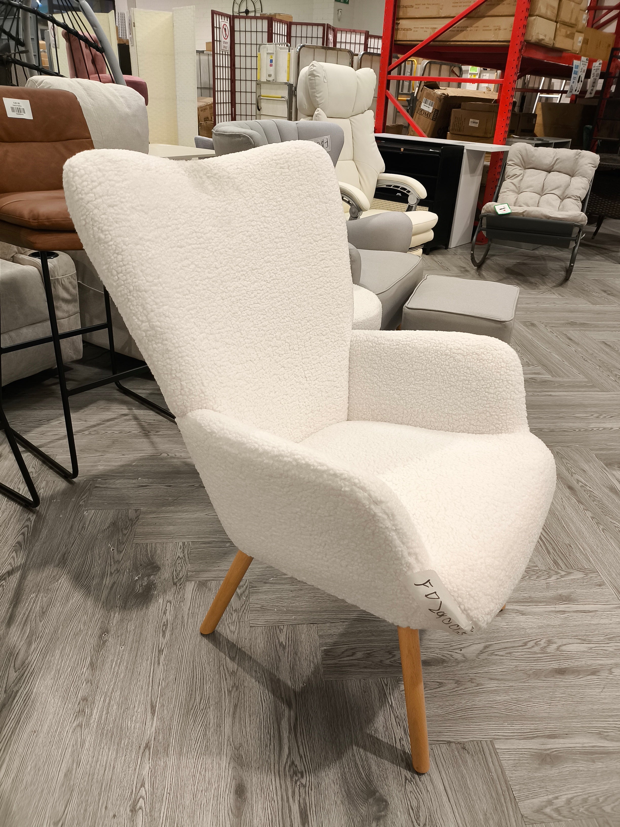 Modern Sherpa Fleece Leisure Armchair White