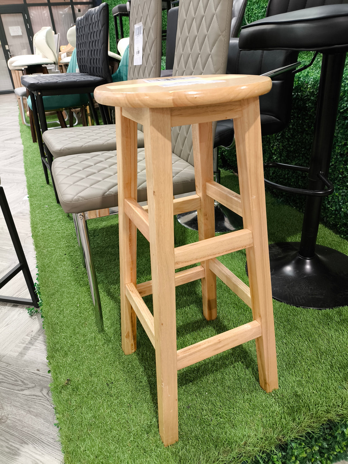 Wooden Bar Stool with Footrest Natural