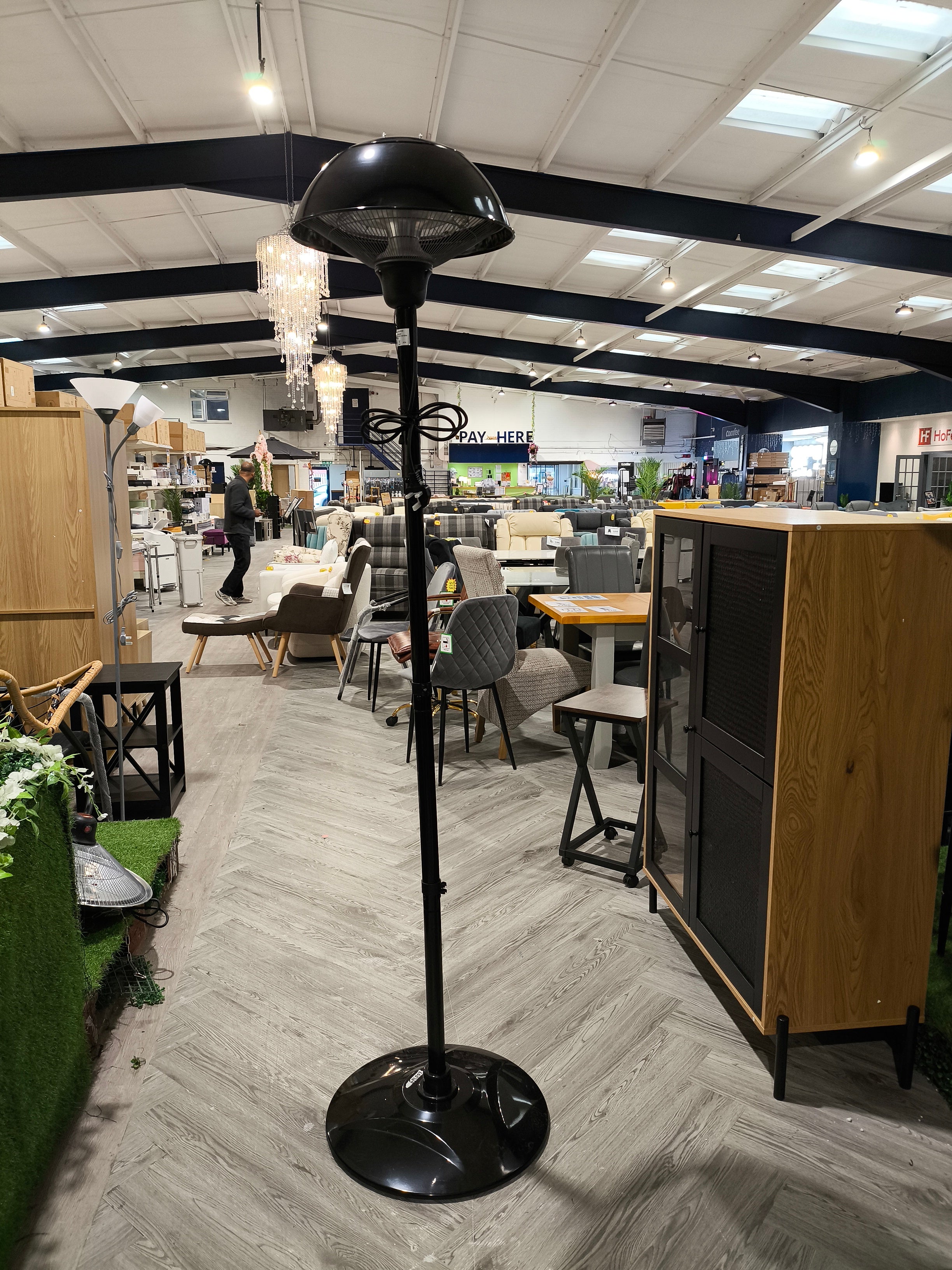 Freestanding Electric Patio Heaters Portable Halogen Tube for Outdoor Indoor Use Black