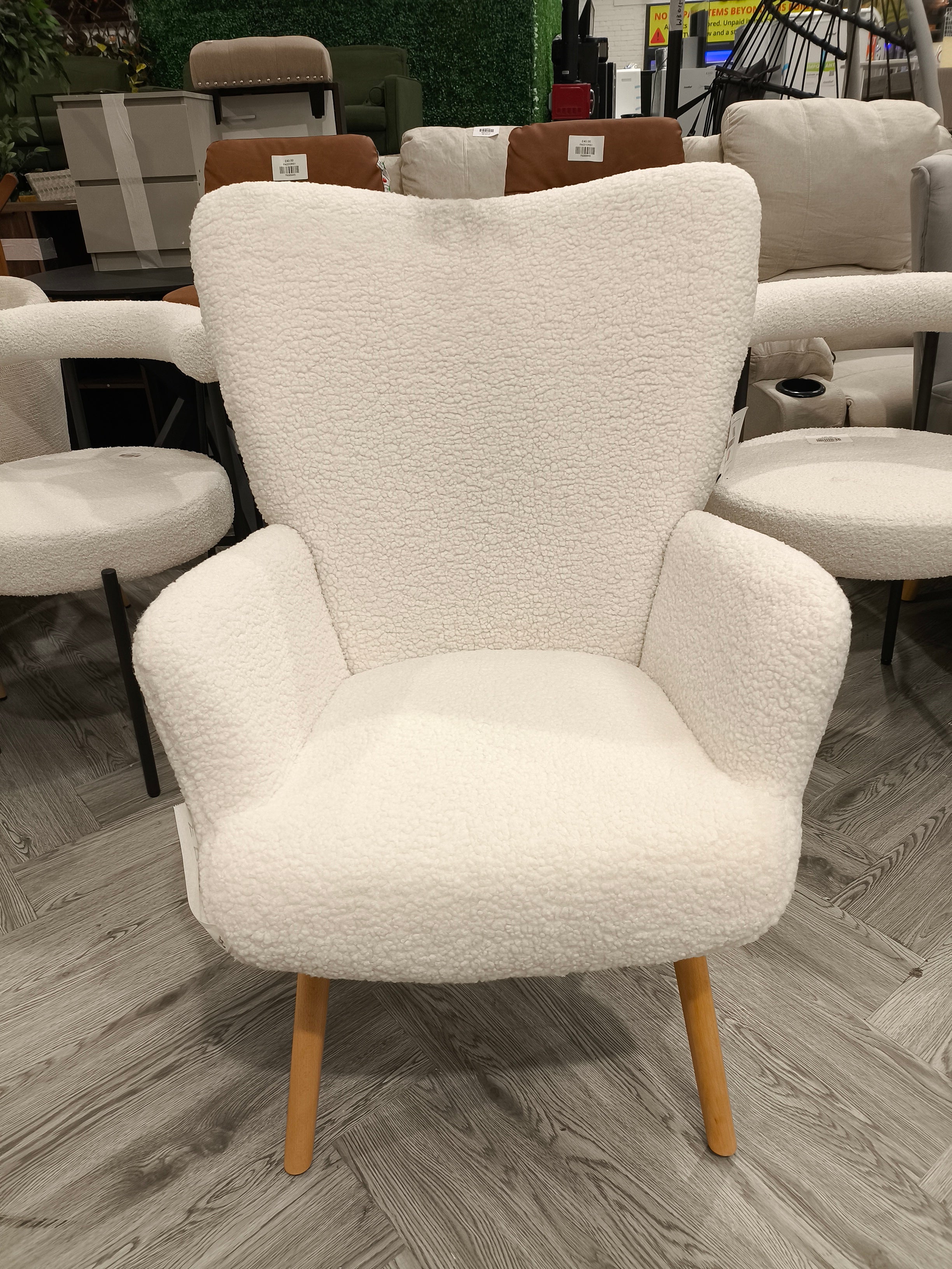 Modern Sherpa Fleece Leisure Armchair White