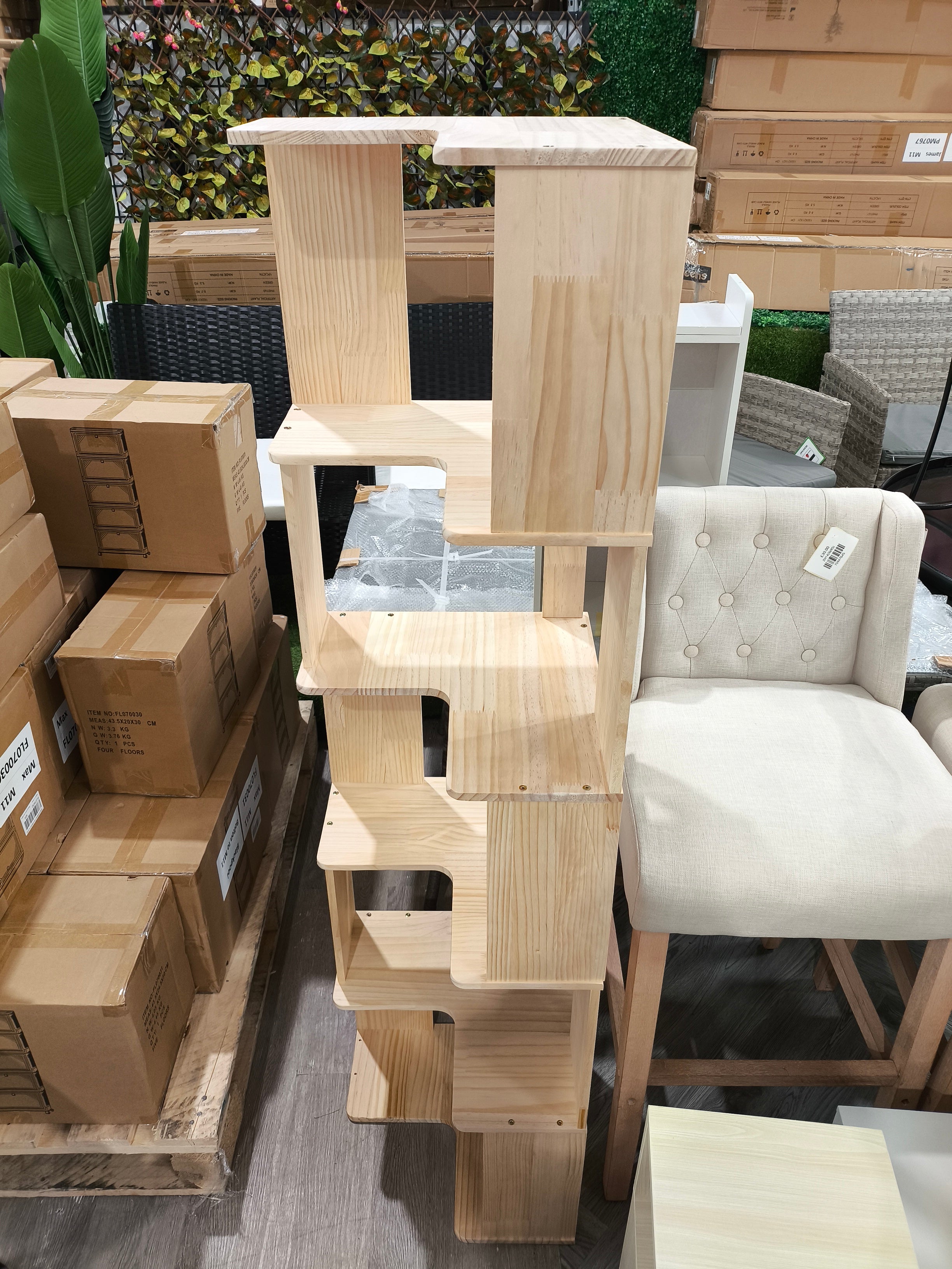 6 Tier Wooden L Shaped Corner Bookshelf Storage Rack