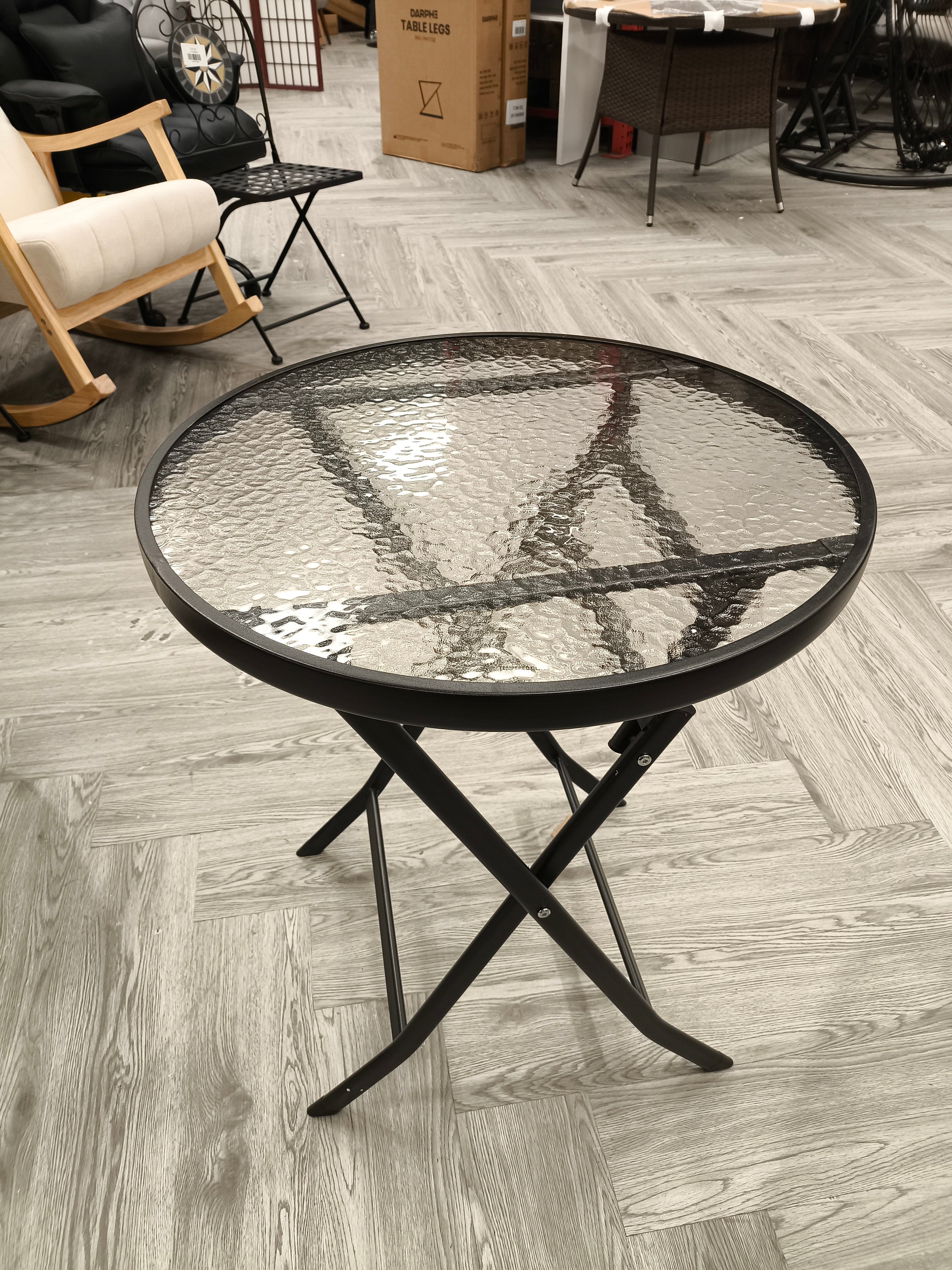 Portable Small Round Folding Metal Garden Table
