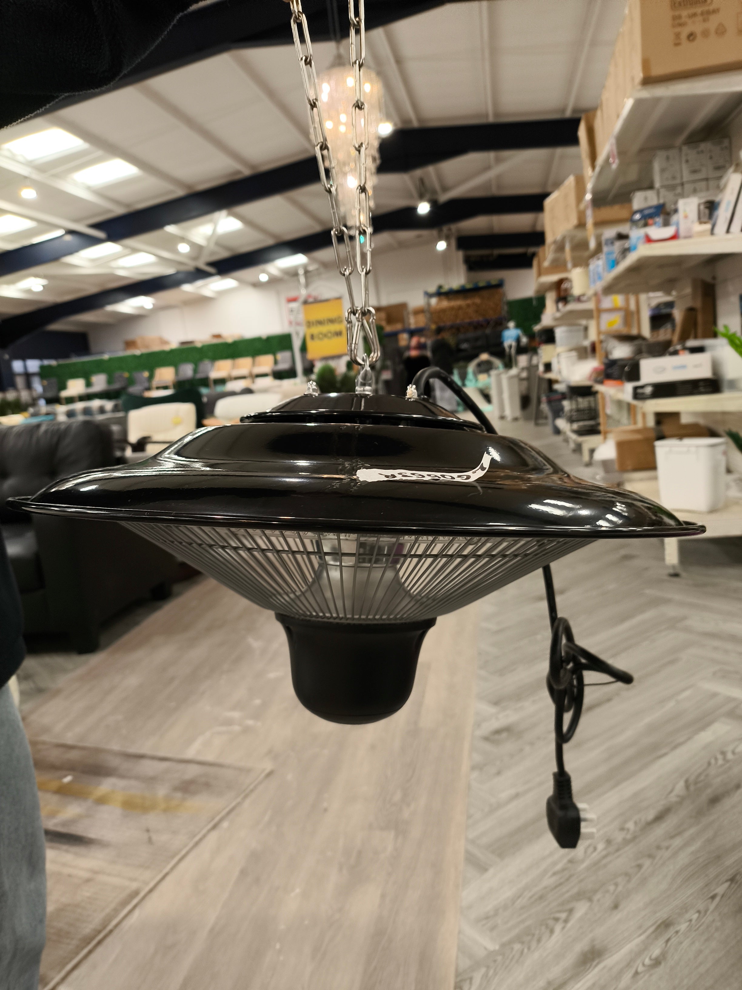 Hanging Electric Patio Heater with Remote Black