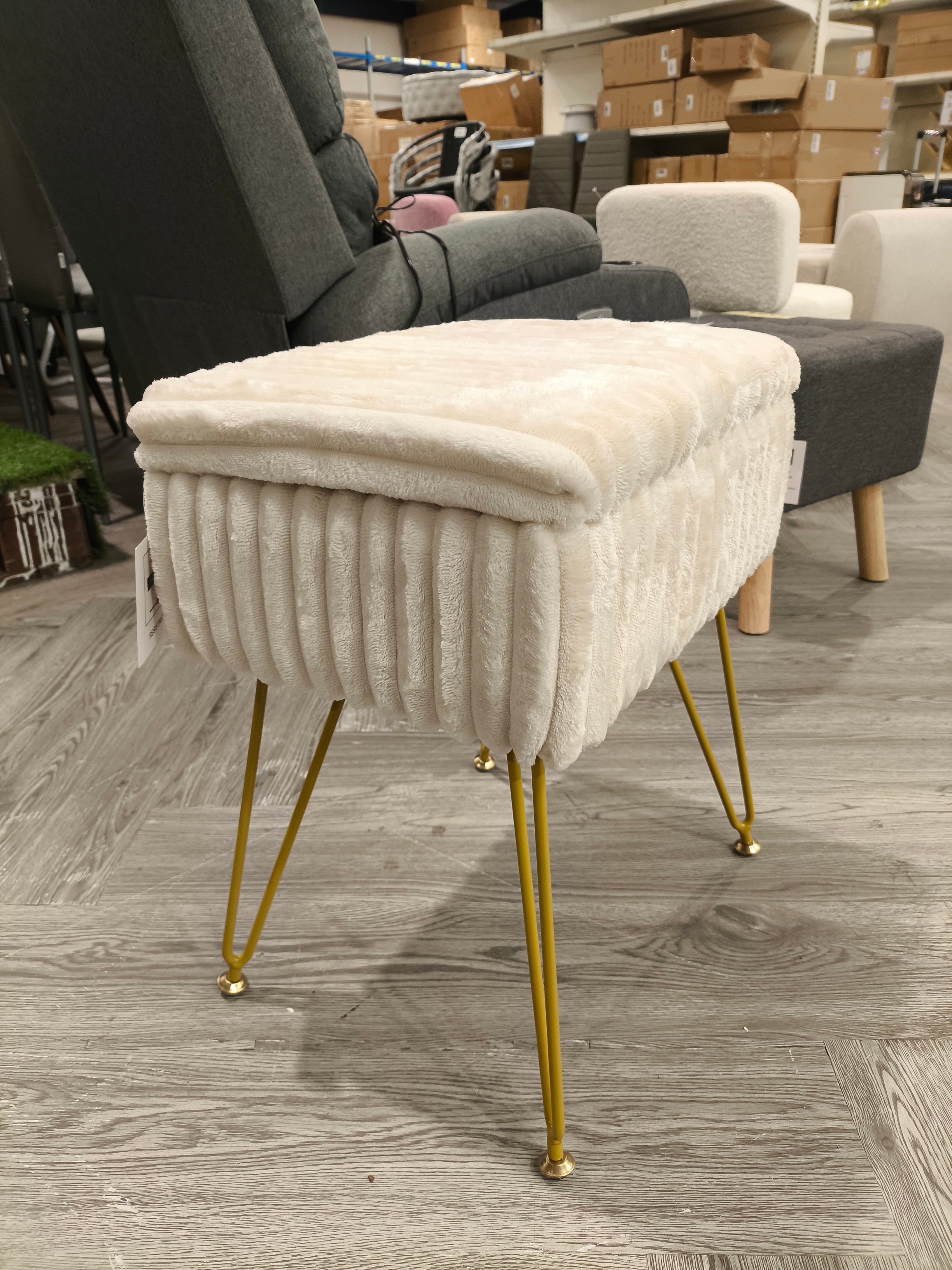 Modern Storage Ottoman White