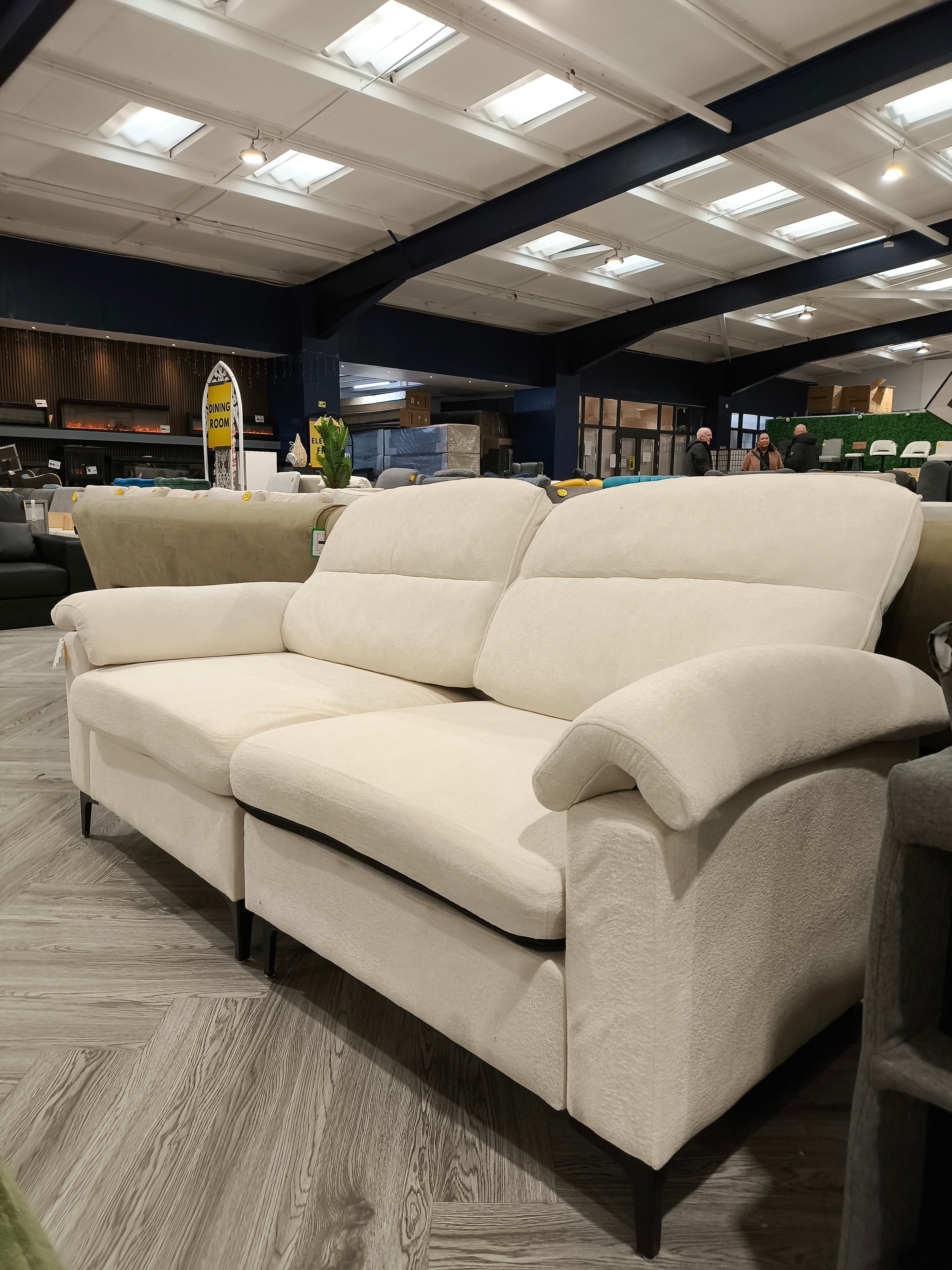 Chenille Upholstered 2-Seater Sofa with Metal Legs Beige