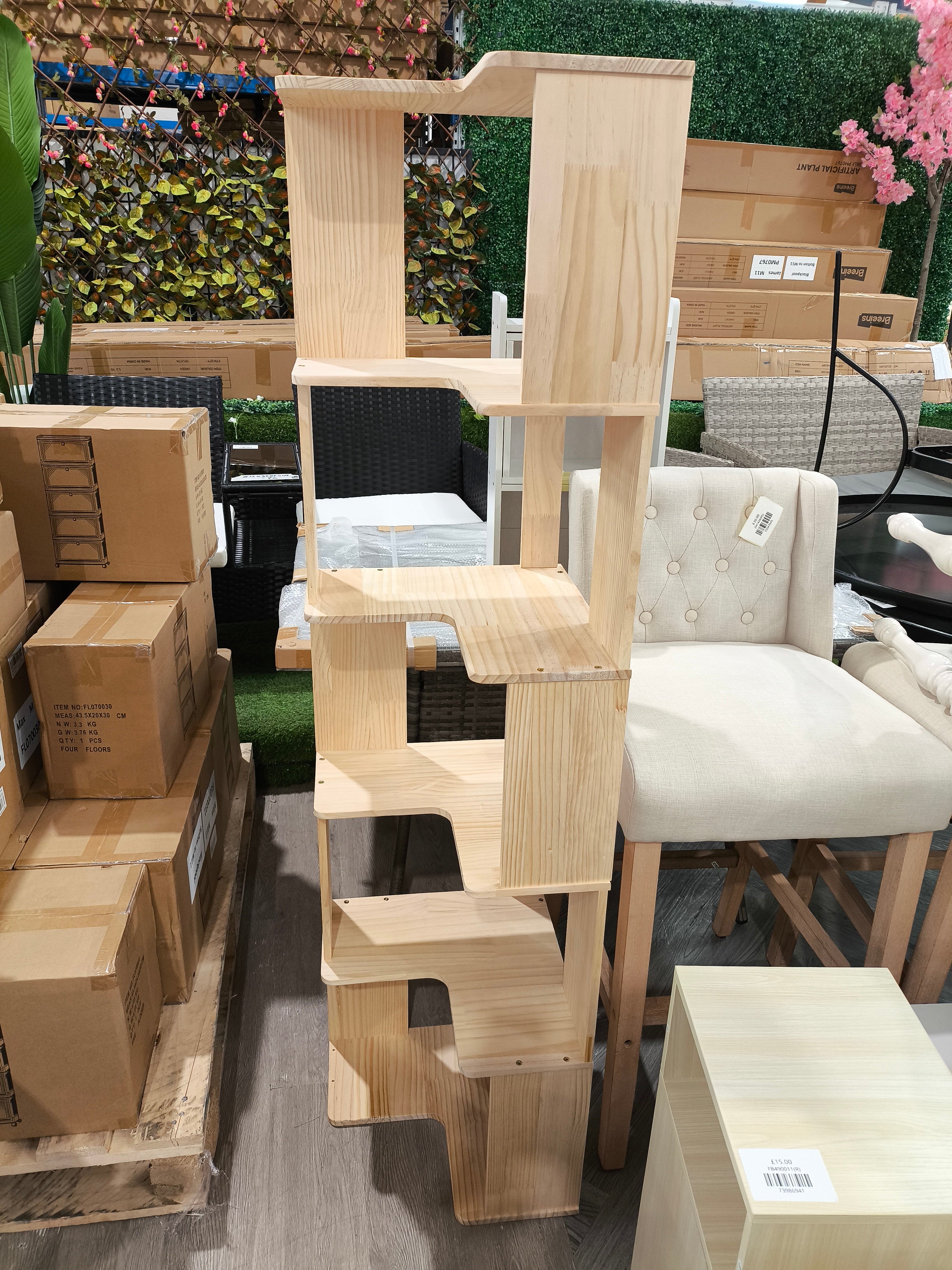 6 Tier Wooden L Shaped Corner Bookshelf Storage Rack