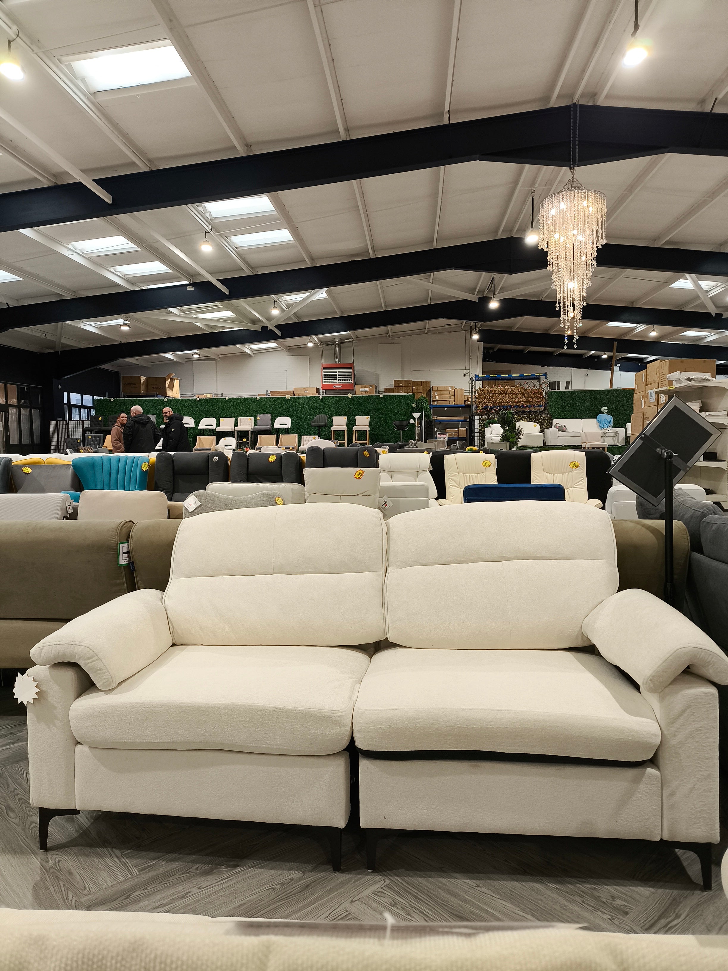 Chenille Upholstered 2-Seater Sofa with Metal Legs Beige
