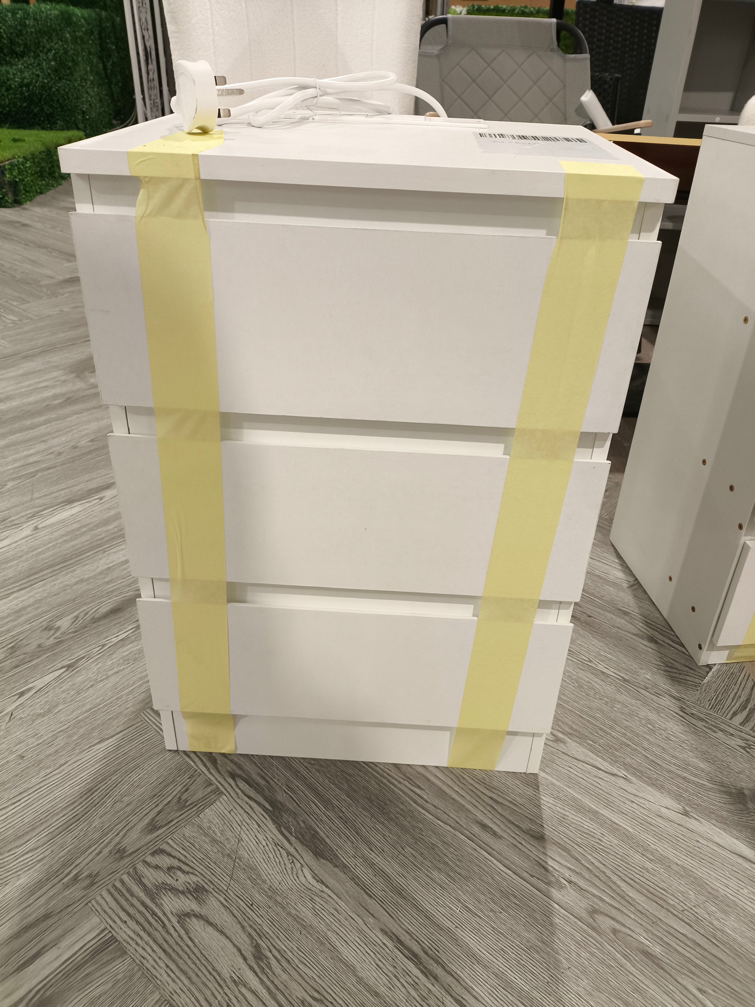 3 Drawer Cabinet with Charging Station White