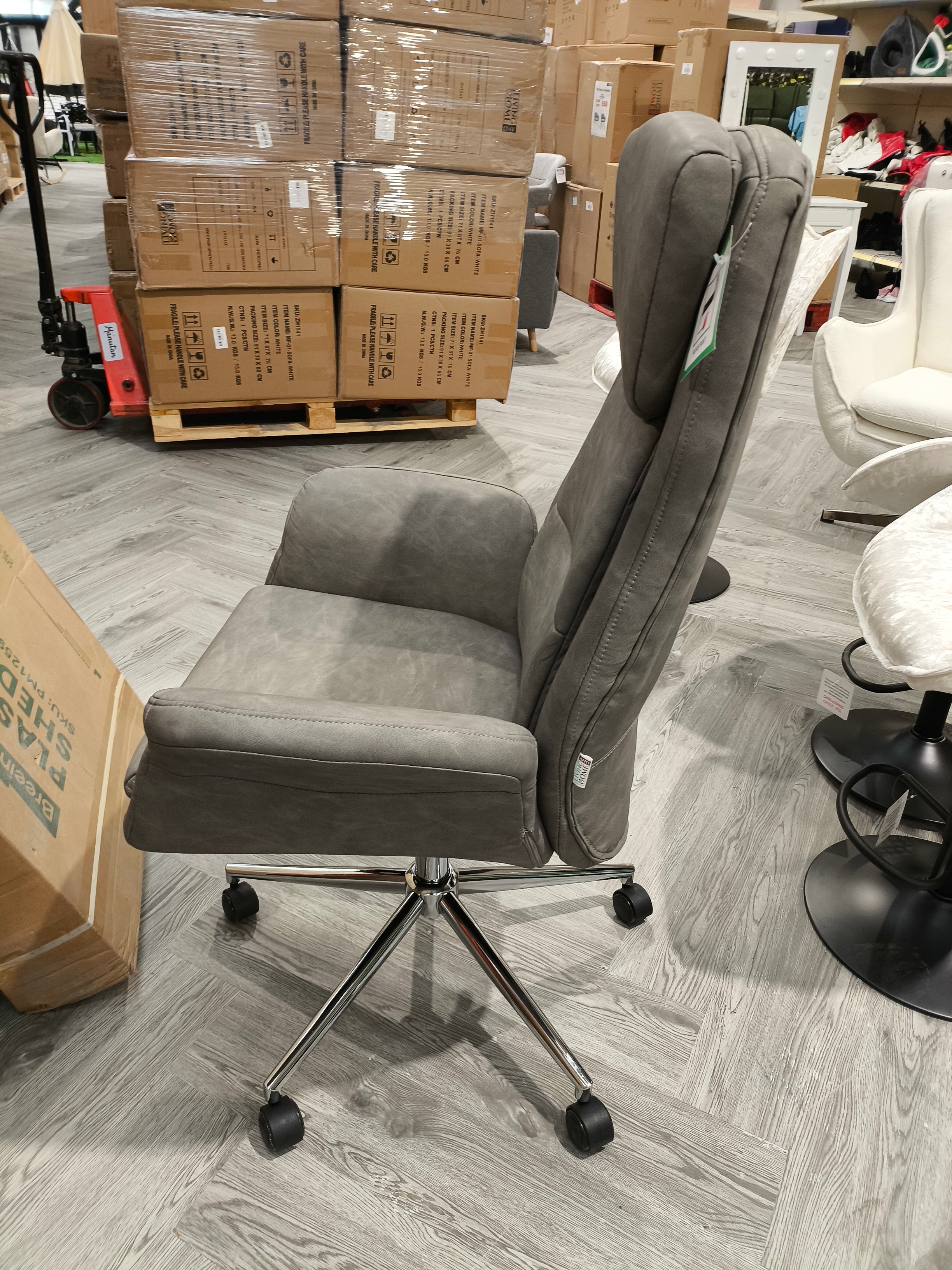 PU Leather High Adjustable High Back Office Chair Grey